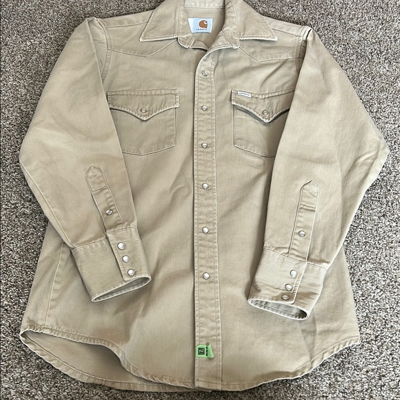 Carhartt Tan Pearl Snap - Picture 1 of 4